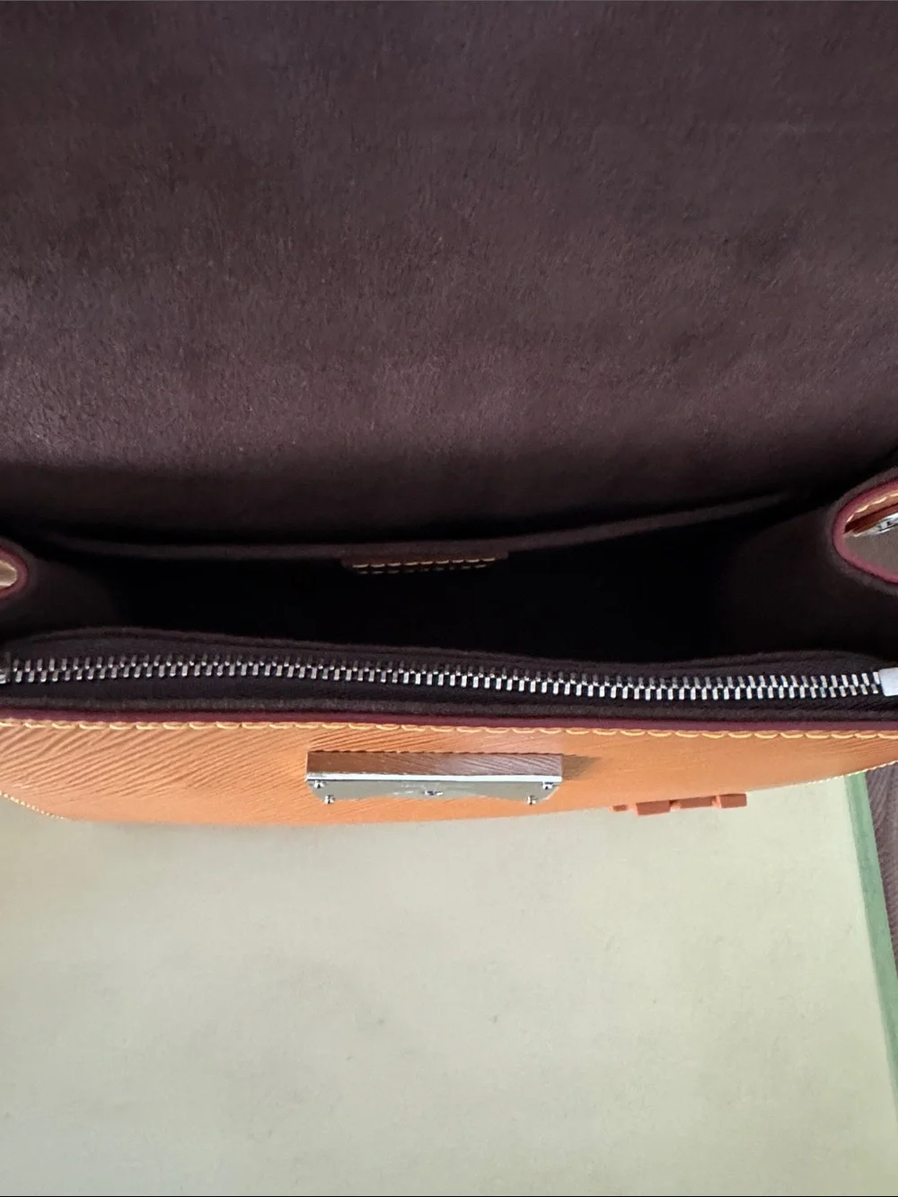 Louis Vuitton Brown Epi Leather Top Handle Satchel with Branded Strap